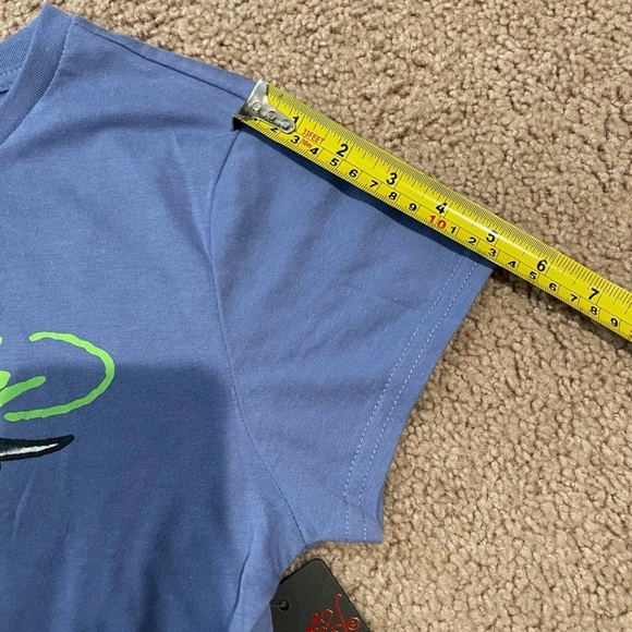 ED HARDY Pale Blue Graphic Print Crop Top Tee - Picture 8 of 9